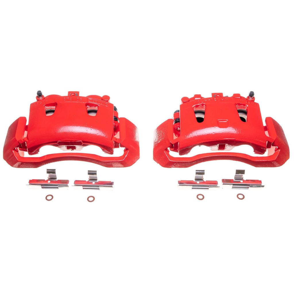 PowerStop S4744 - Disc Brake Caliper Set, Red, Powdercoated with Bracket