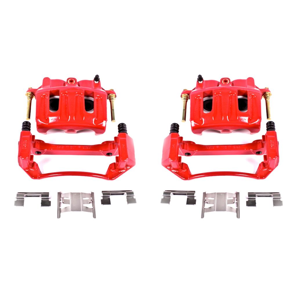 PowerStop S4750 - Disc Brake Caliper Set, Red, Powdercoated with Bracket