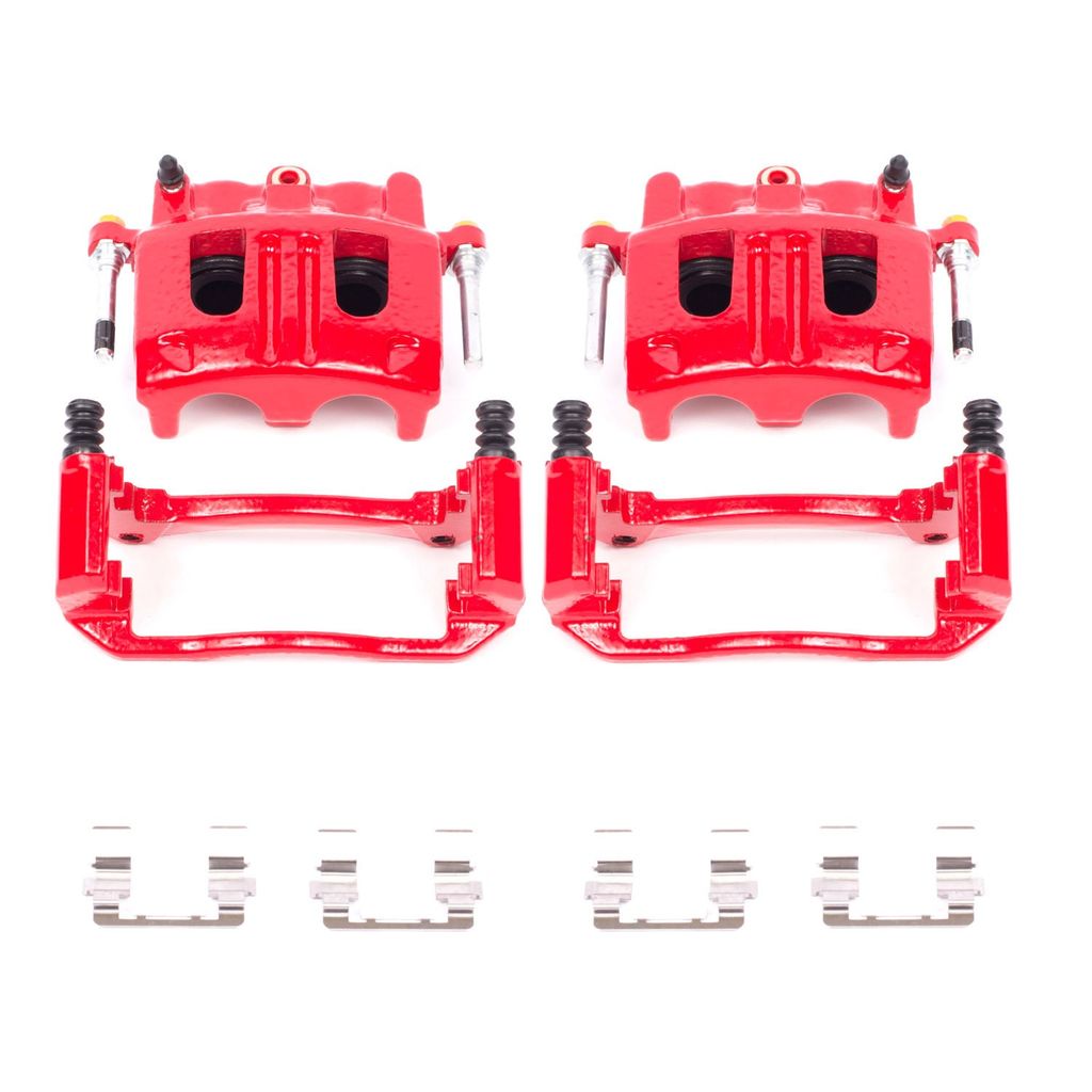PowerStop S4758 - Disc Brake Caliper Set, Red, Powdercoated with Bracket