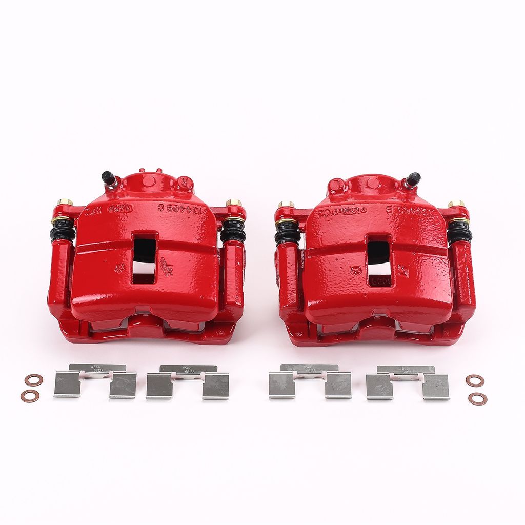 PowerStop S4780 - Disc Brake Caliper Set, Red, Powdercoated with Bracket