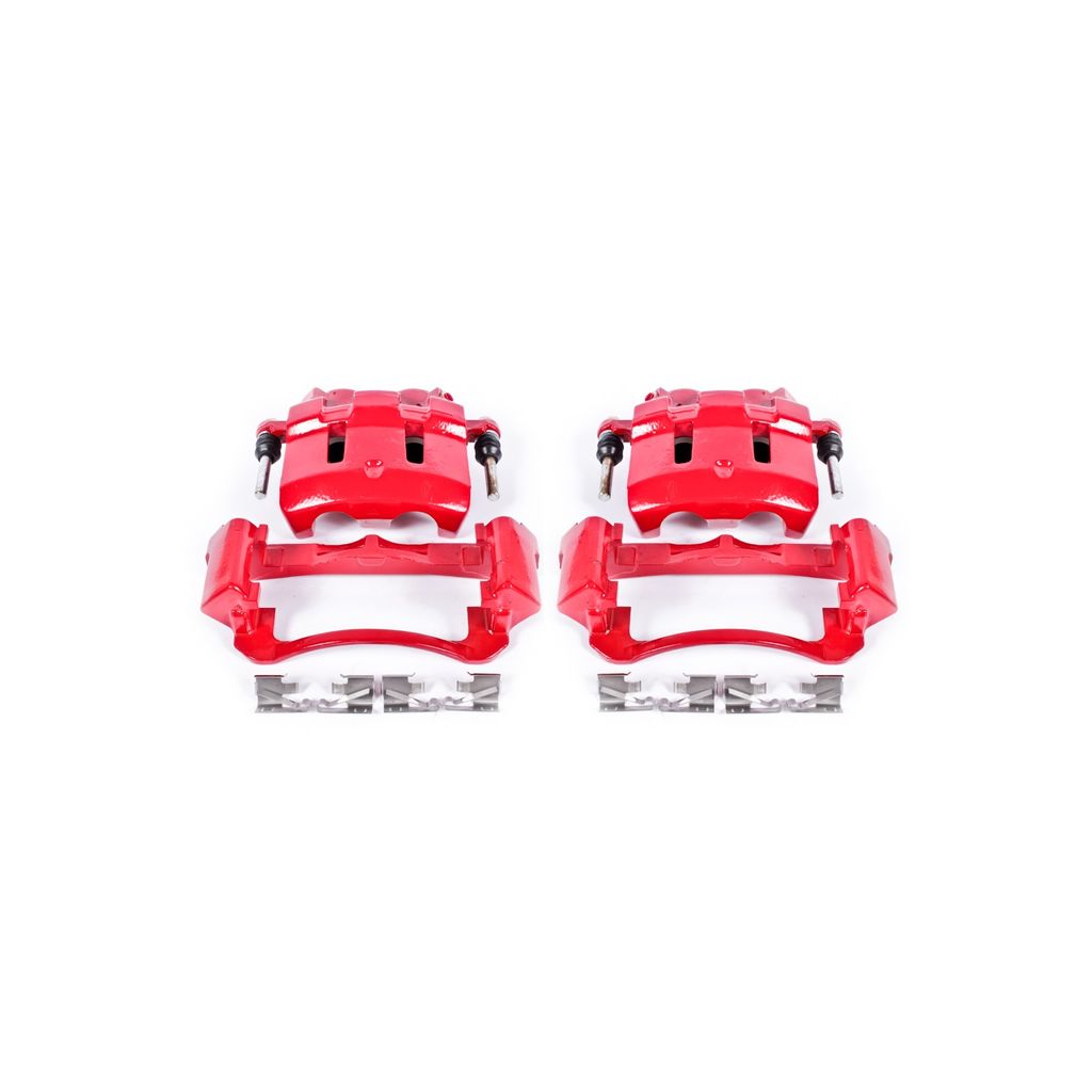 PowerStop S4790 - Disc Brake Caliper Set, Red, Powdercoated with Bracket