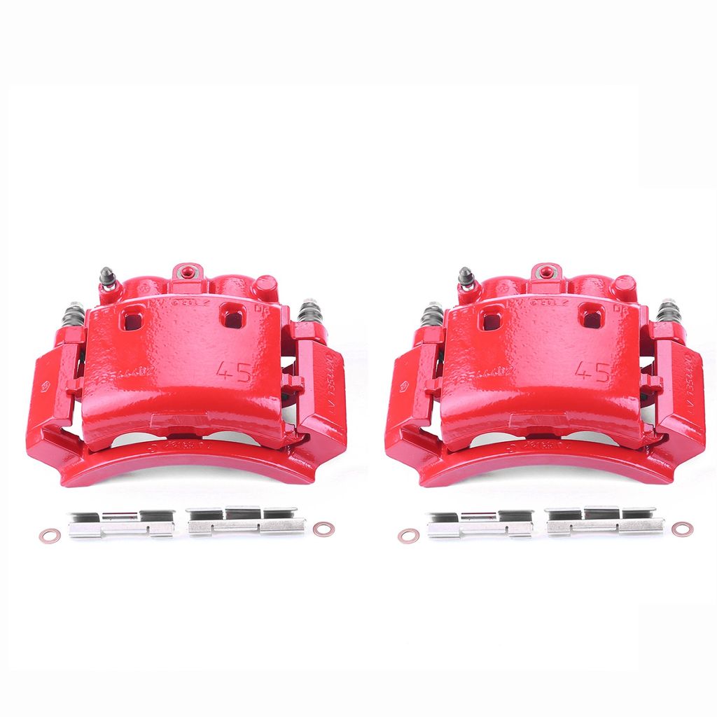 PowerStop S4796 - Disc Brake Caliper Set, Red, Powdercoated with Bracket