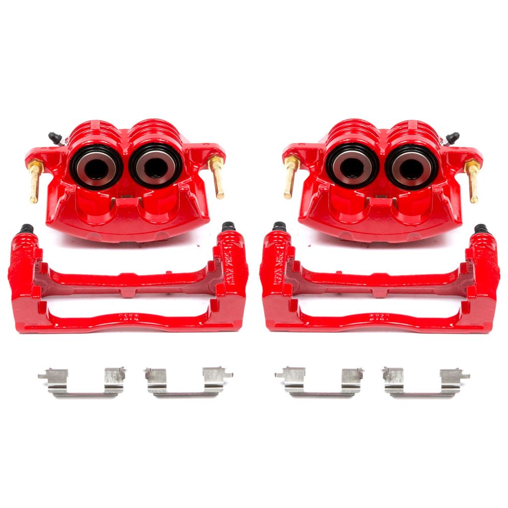 PowerStop S4798 - Disc Brake Caliper Set, Red, Powdercoated with Bracket