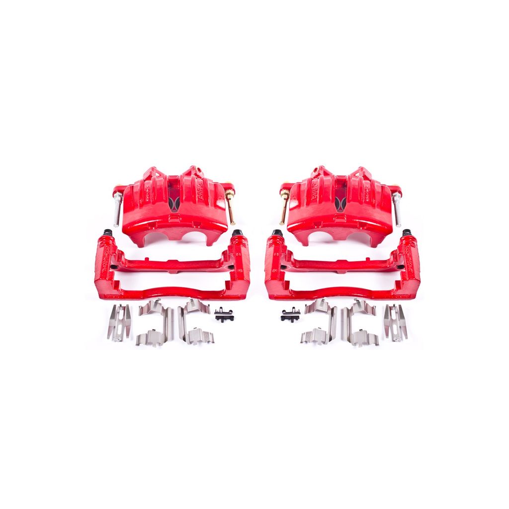 PowerStop S4798A - Disc Brake Caliper Set, Red, Powdercoated with Bracket