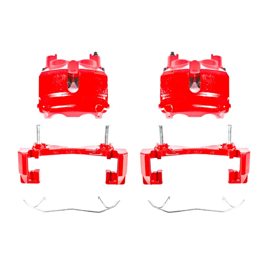PowerStop S4810 - Disc Brake Caliper Set, Red, Powdercoated with Bracket