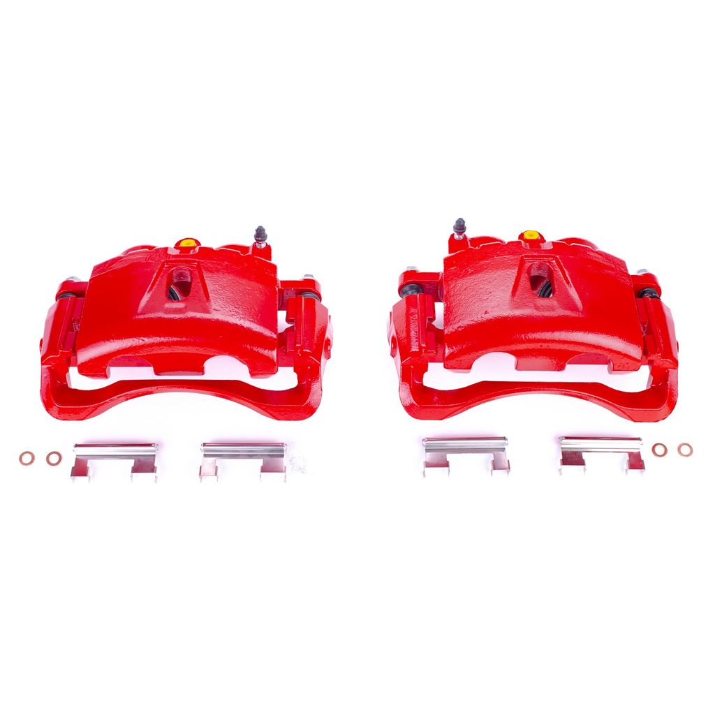 PowerStop S4816 - Disc Brake Caliper Set, Red, Powdercoated with Bracket