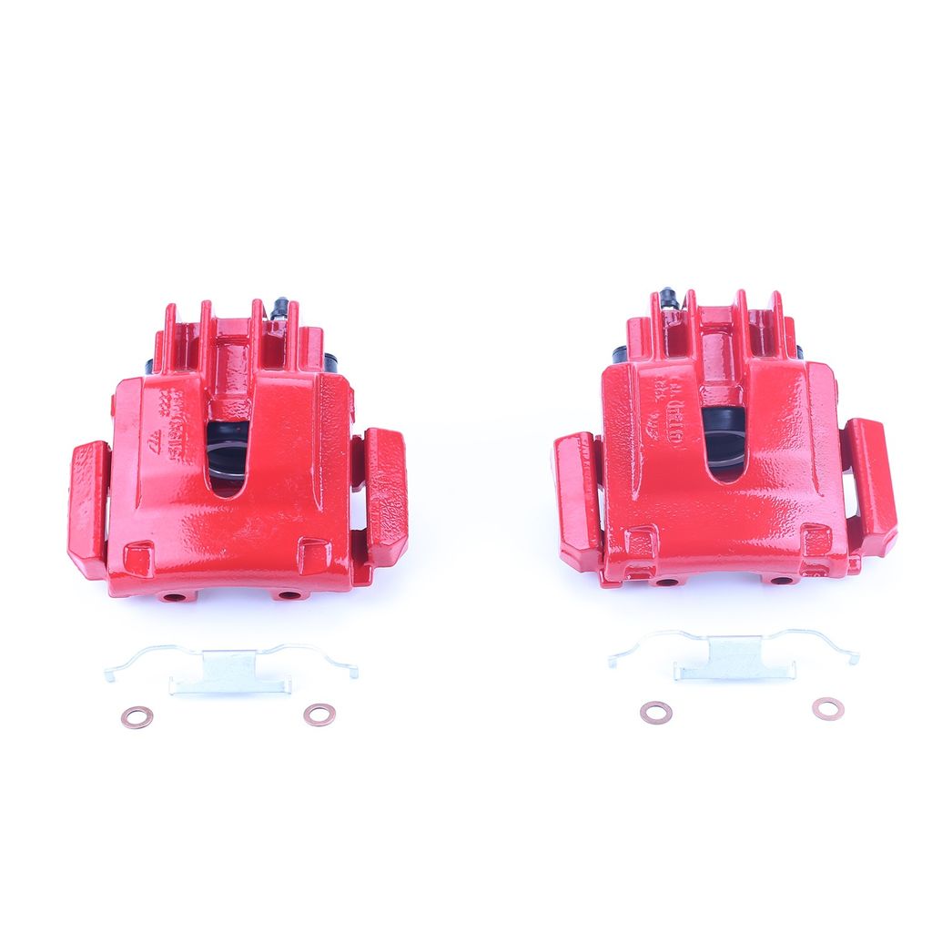 PowerStop S4830 - Disc Brake Caliper Set, Red, Powdercoated with Bracket