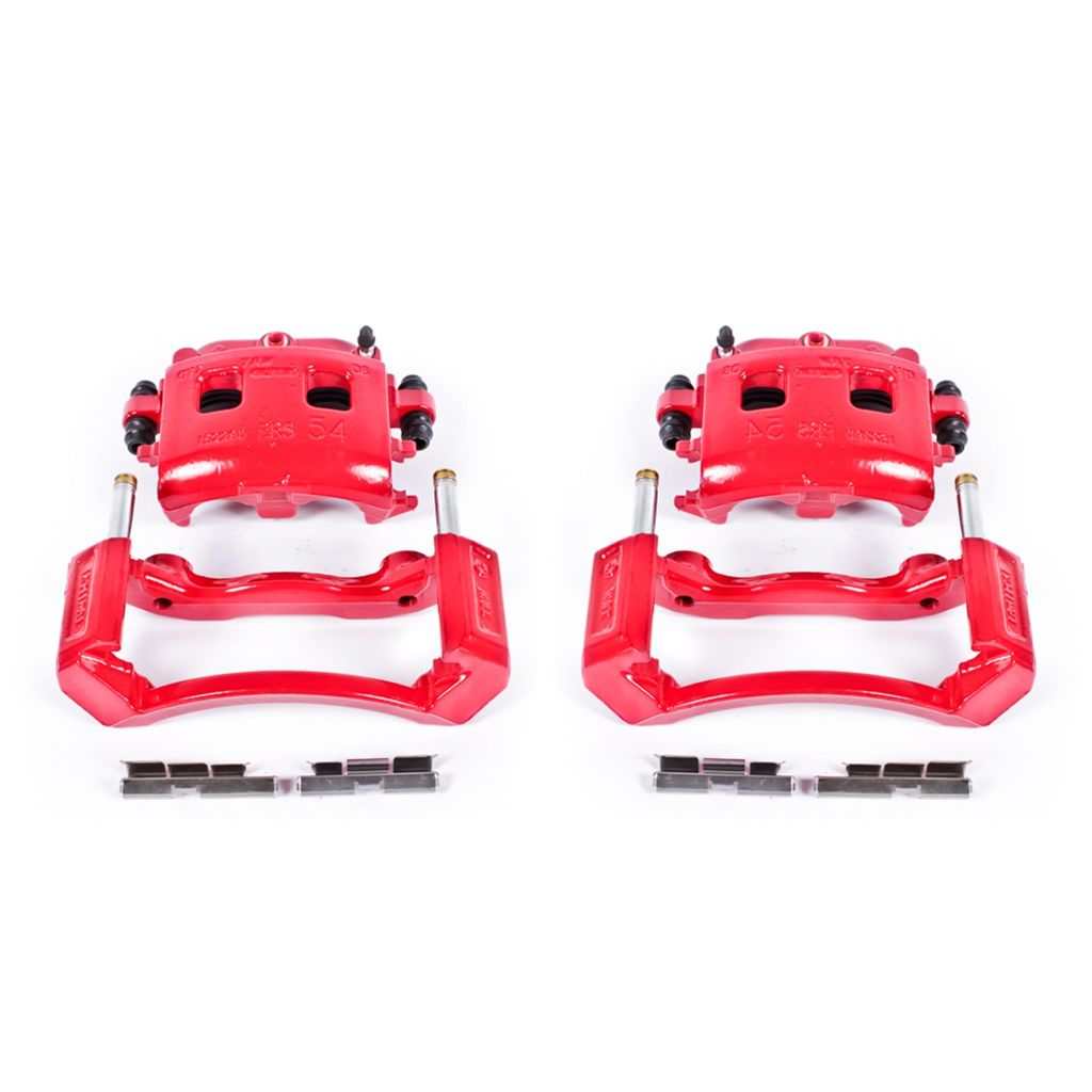 PowerStop S4832 - Disc Brake Caliper Set, Red, Powdercoated with Bracket