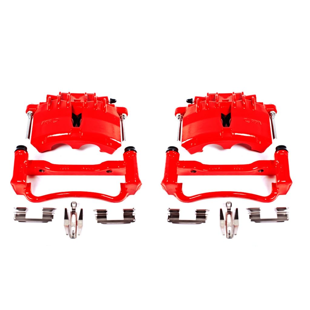 PowerStop S4838 - Disc Brake Caliper Set, Red, Powdercoated with Bracket