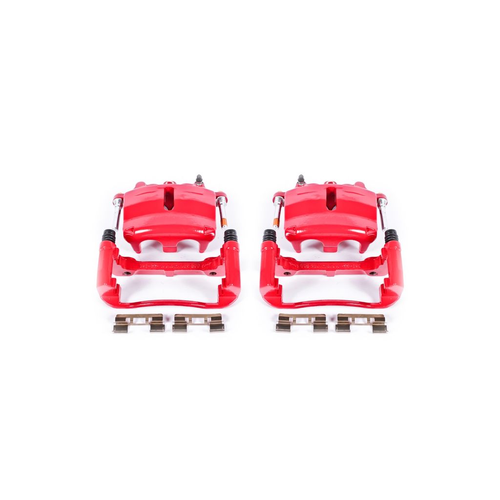 PowerStop S4860 - Disc Brake Caliper Set, Red, Powdercoated with Bracket