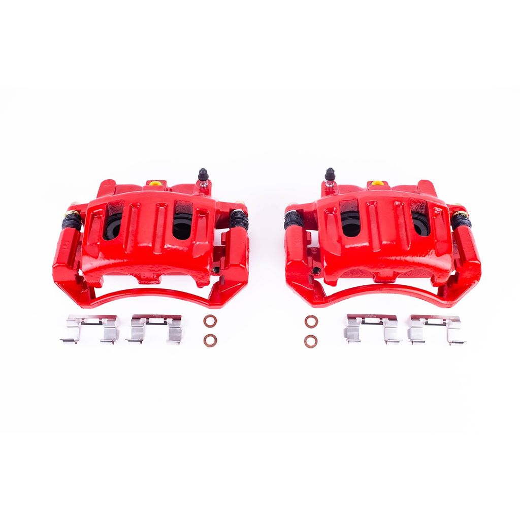 PowerStop S4862 - Disc Brake Caliper Set, Red, Powdercoated with Bracket