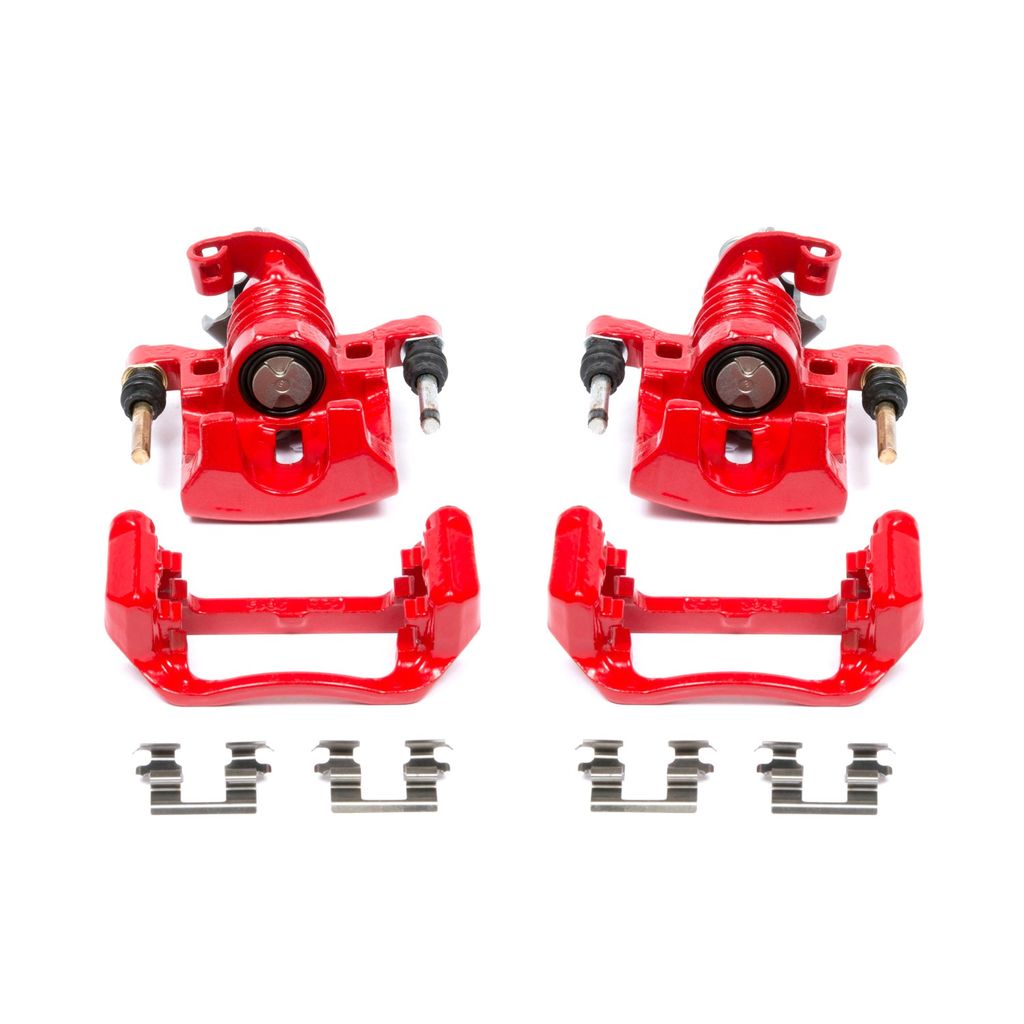PowerStop S4868 - Disc Brake Caliper Set, Red, Powdercoated with Bracket