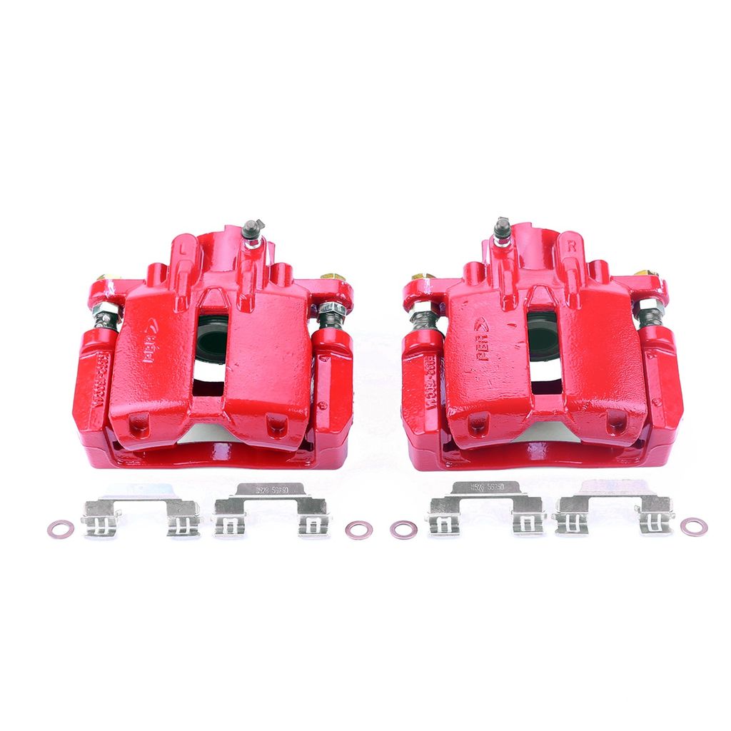 PowerStop S4874 - Disc Brake Caliper Set, Red, Powdercoated with Bracket