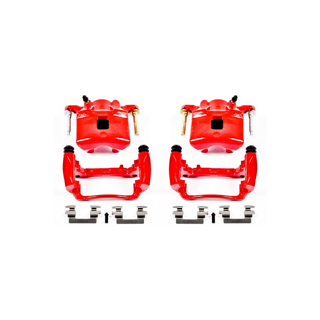 PowerStop S4880 - Disc Brake Caliper Set, Red, Powdercoated with Bracket