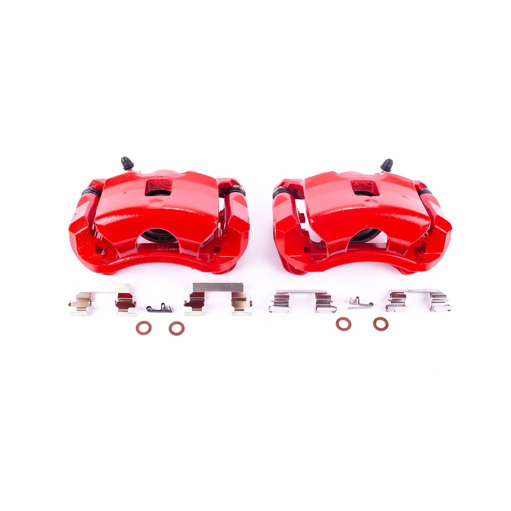 PowerStop S4880A - Disc Brake Caliper Set, Red, Powdercoated with Bracket