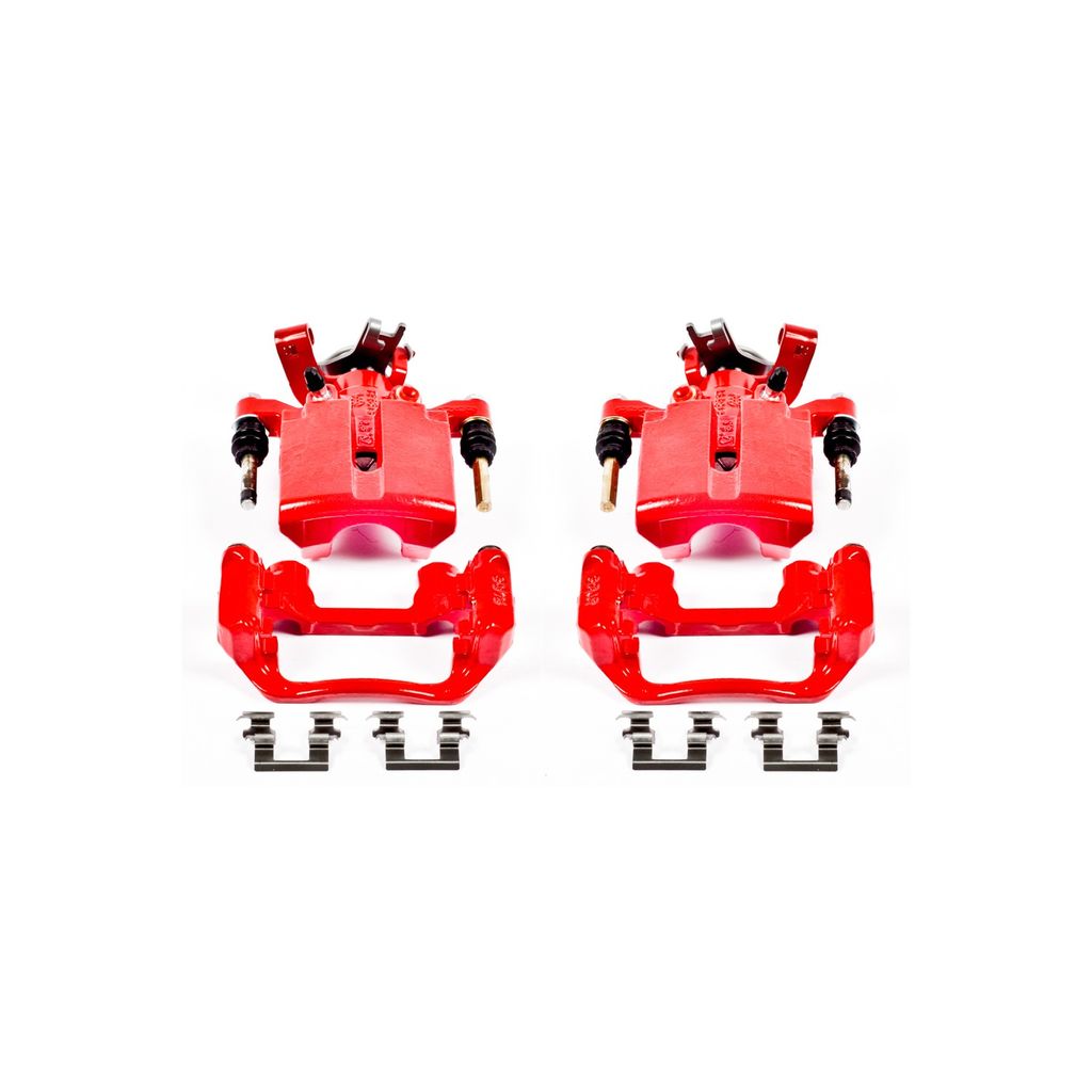 PowerStop S4892 - Disc Brake Caliper Set, Red, Powdercoated with Bracket