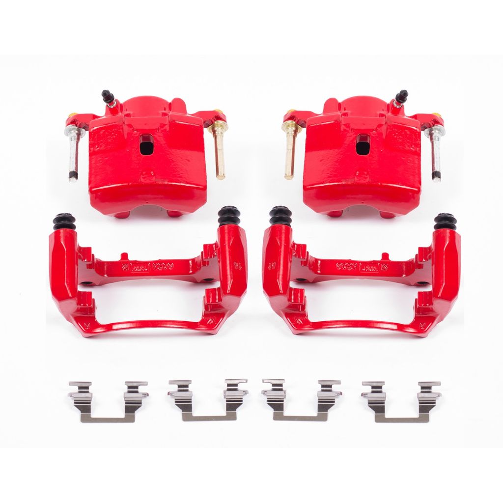 PowerStop S4910A - Disc Brake Caliper Set, Red, Powdercoated with Bracket
