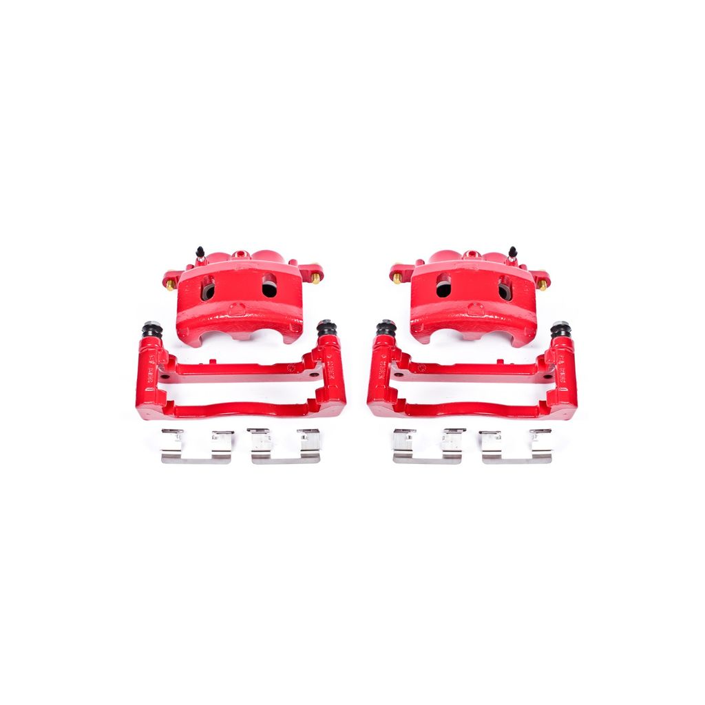 PowerStop S4918 - Disc Brake Caliper Set, Red, Powdercoated with Bracket