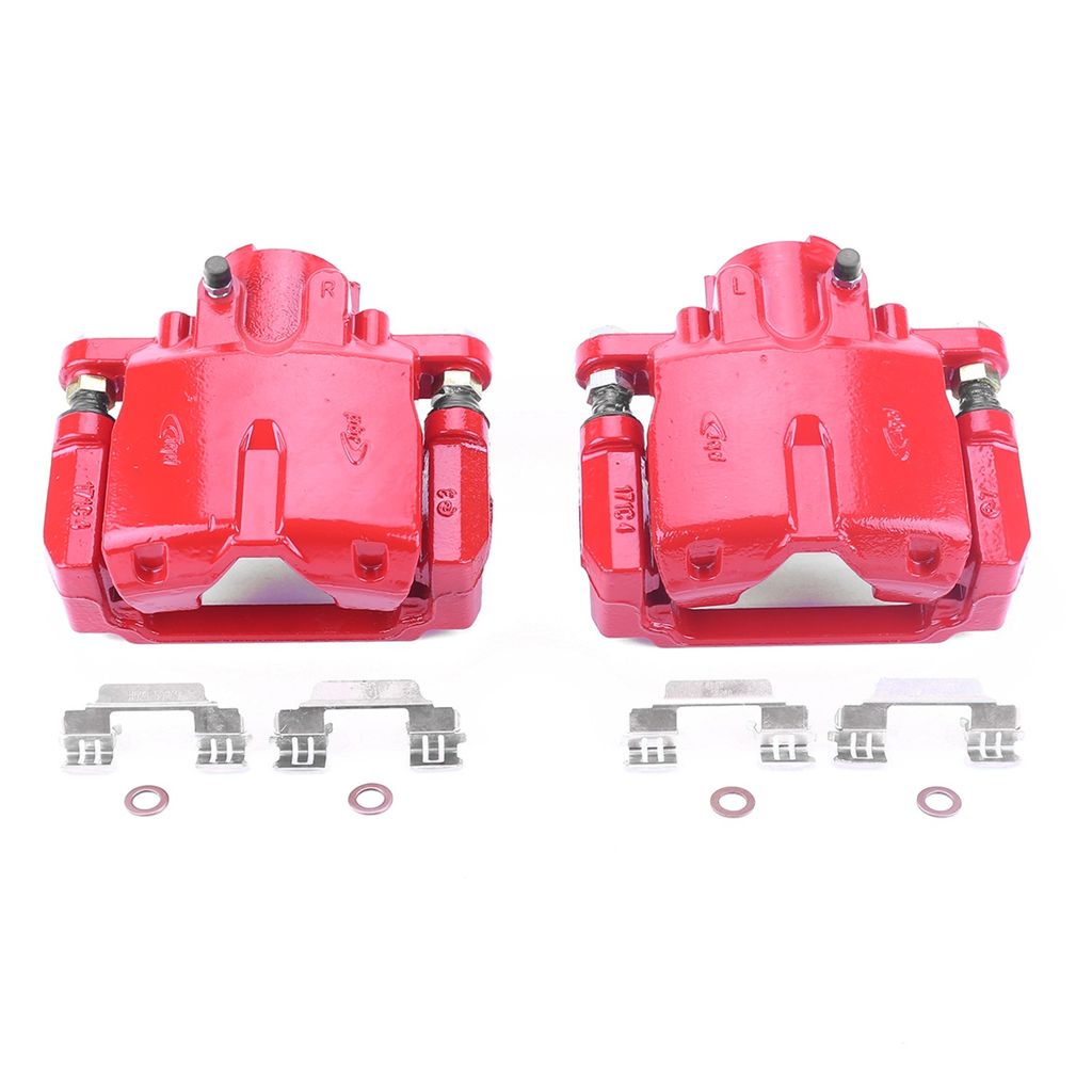 PowerStop S4924 - Disc Brake Caliper Set, Red, Powdercoated with Bracket