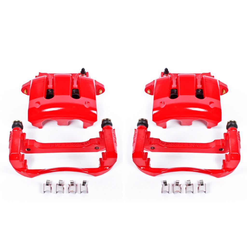PowerStop S4928 - Disc Brake Caliper Set, Red, Powdercoated with Bracket