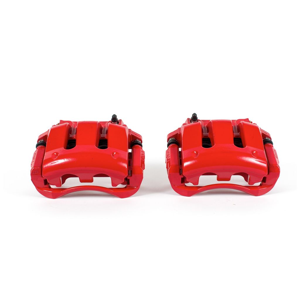 PowerStop S4928B - Disc Brake Caliper Set, Red, Powdercoated with Bracket