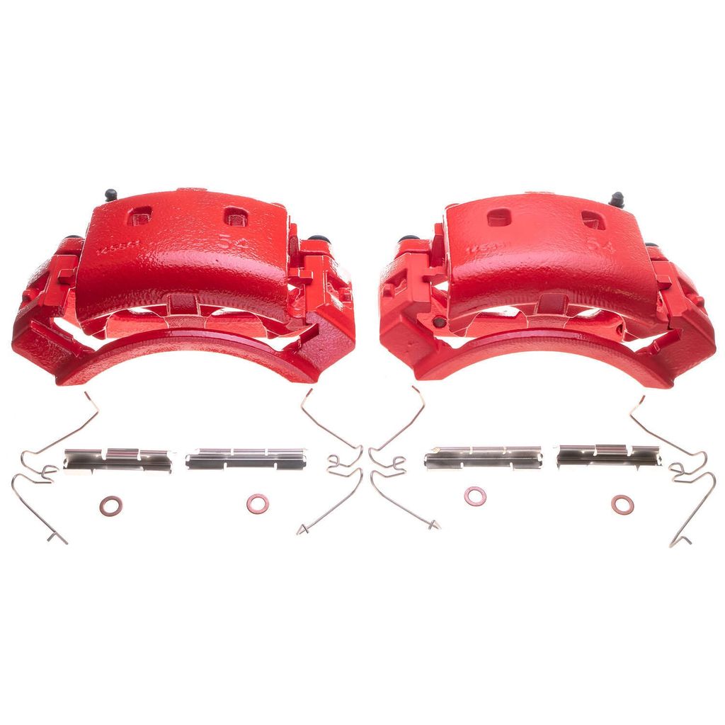 PowerStop S4936 - Disc Brake Caliper Set, Red, Powdercoated with Bracket