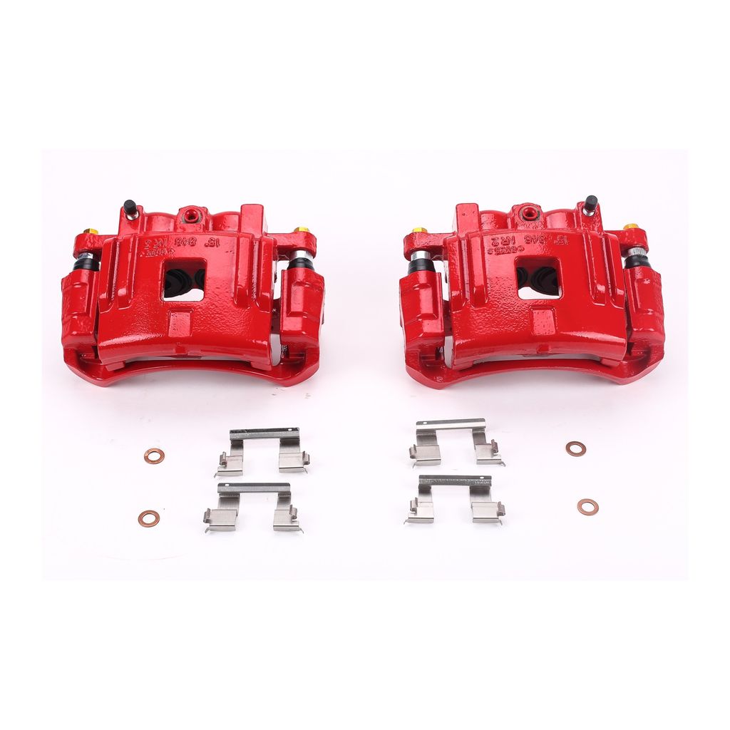 PowerStop S4938 - Disc Brake Caliper Set, Red, Powdercoated with Bracket