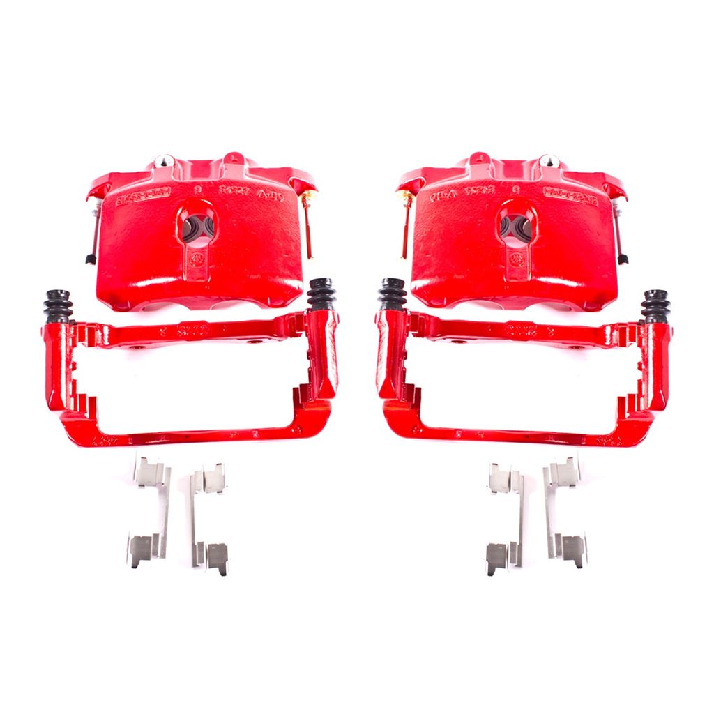 PowerStop S4940 - Disc Brake Caliper Set, Red, Powdercoated with Bracket
