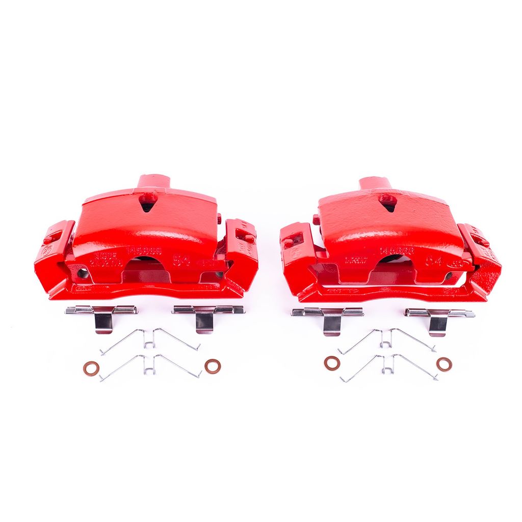 PowerStop S4958 - Disc Brake Caliper Set, Red, Powdercoated with Bracket