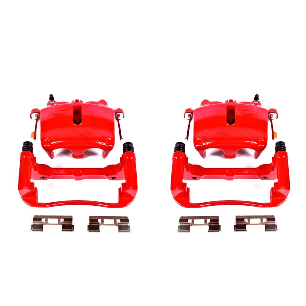PowerStop S4974 - Disc Brake Caliper Set, Red, Powdercoated with Bracket
