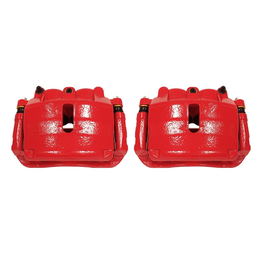PowerStop S4974A - Disc Brake Caliper Set, Red, Powdercoated with Bracket