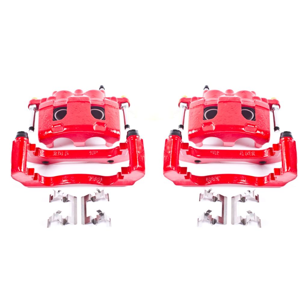 PowerStop S4988 - Disc Brake Caliper Set, Red, Powdercoated with Bracket