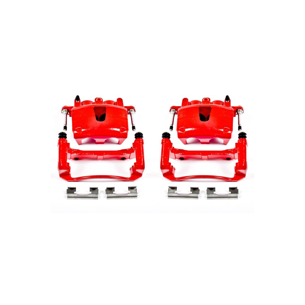PowerStop S4990 - Disc Brake Caliper Set, Red, Powdercoated with Bracket