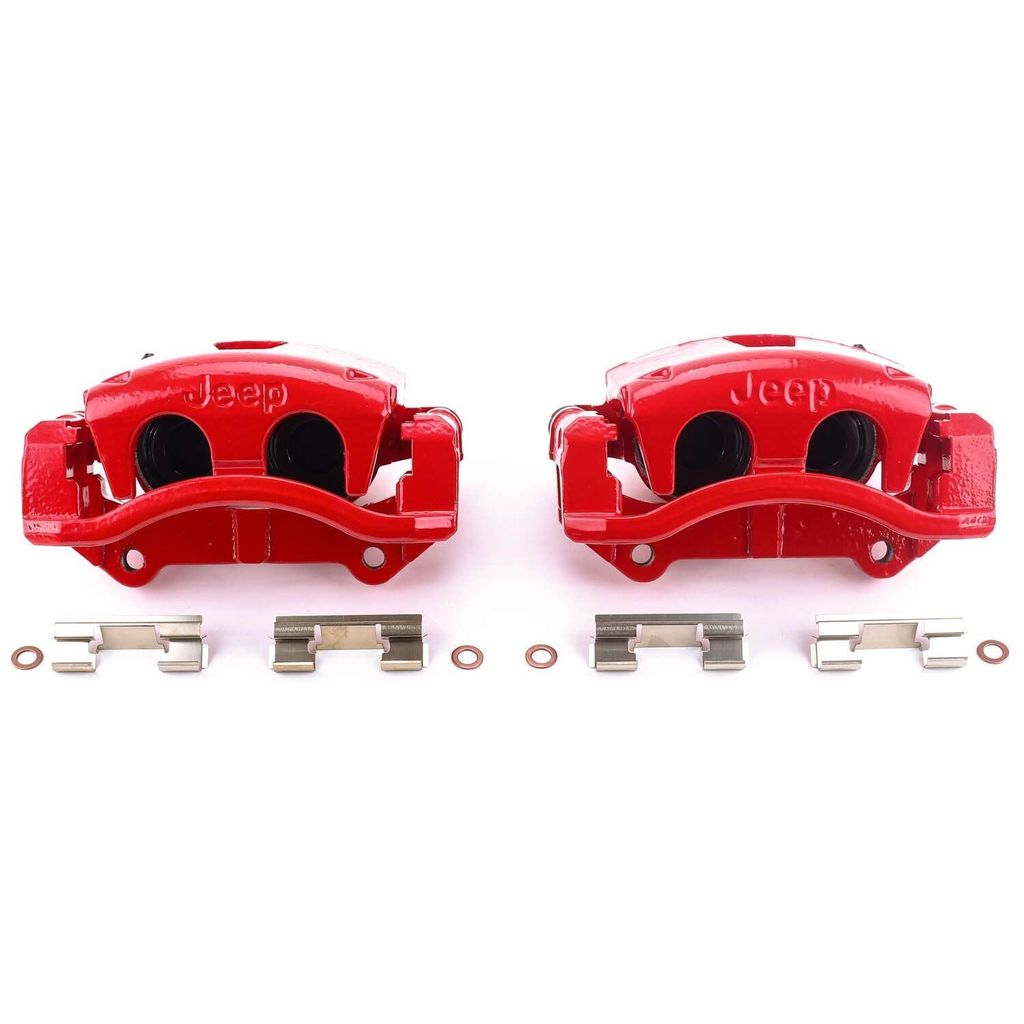 PowerStop S4990J - Disc Brake Caliper Set, Red, Powdercoated with Bracket