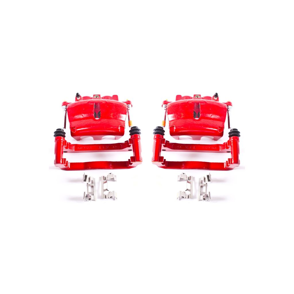 PowerStop S5004 - Disc Brake Caliper Set, Red, Powdercoated with Bracket