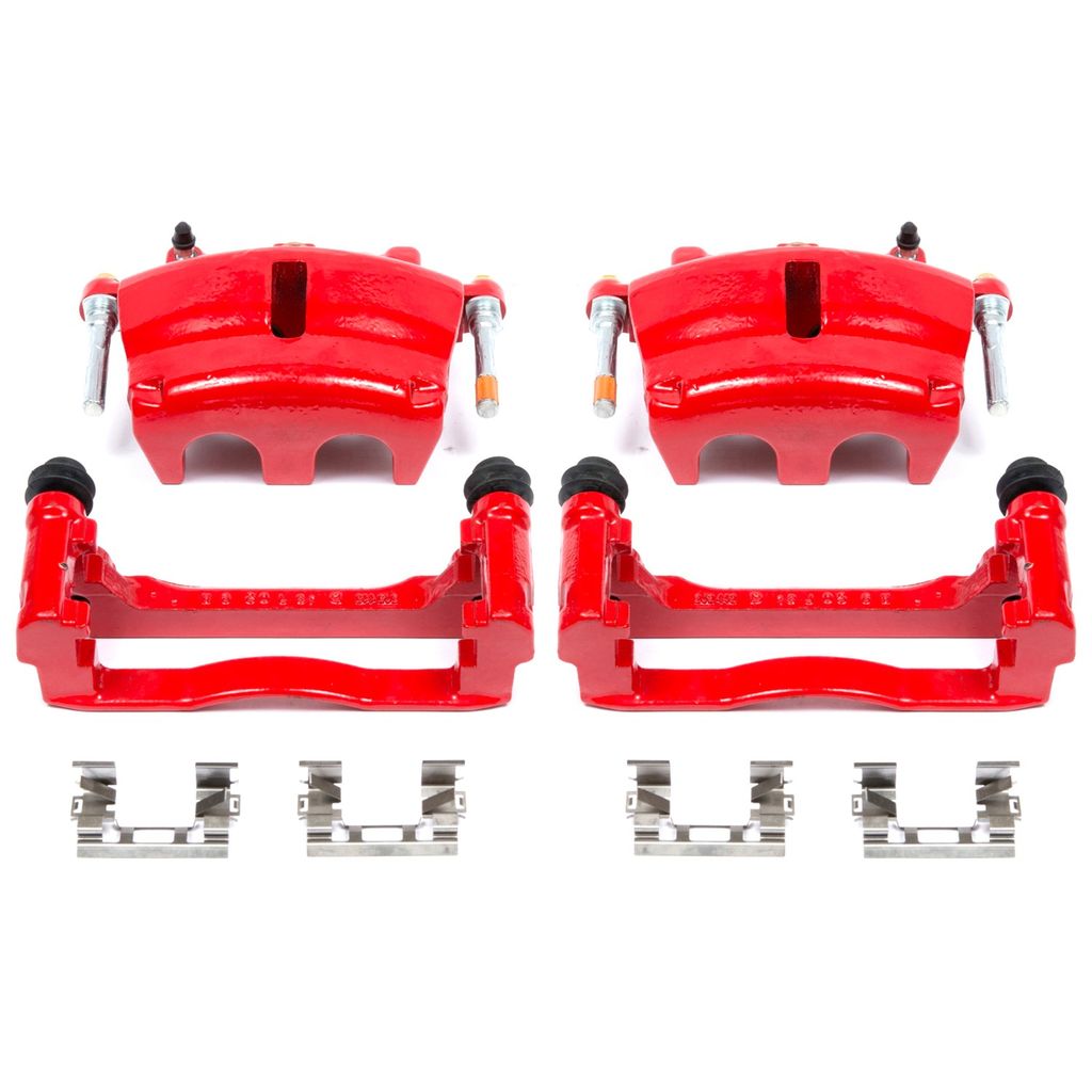 PowerStop S5004A - Disc Brake Caliper Set, Red, Powdercoated with Bracket