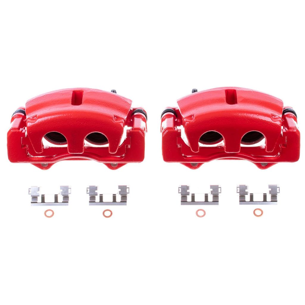 PowerStop S5004C - Disc Brake Caliper Set, Red, Powdercoated with Bracket