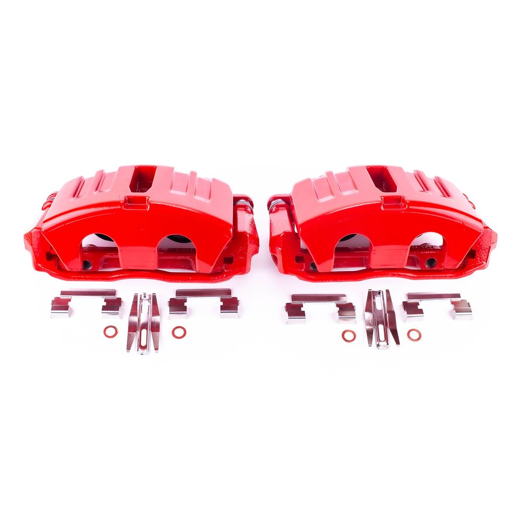 PowerStop S5006C - Disc Brake Caliper Set, Red, Powdercoated with Bracket