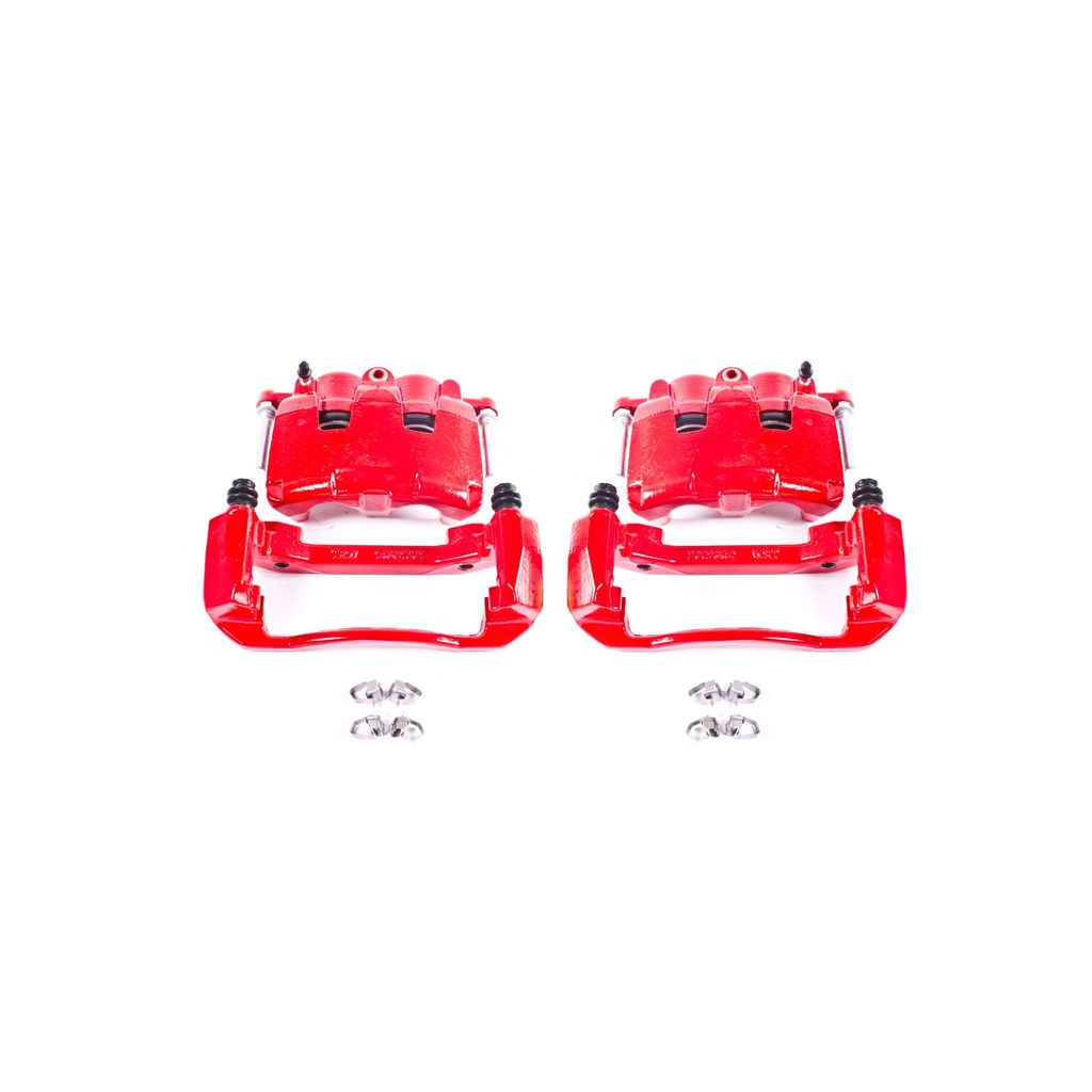PowerStop S5008 - Disc Brake Caliper Set, Red, Powdercoated with Bracket