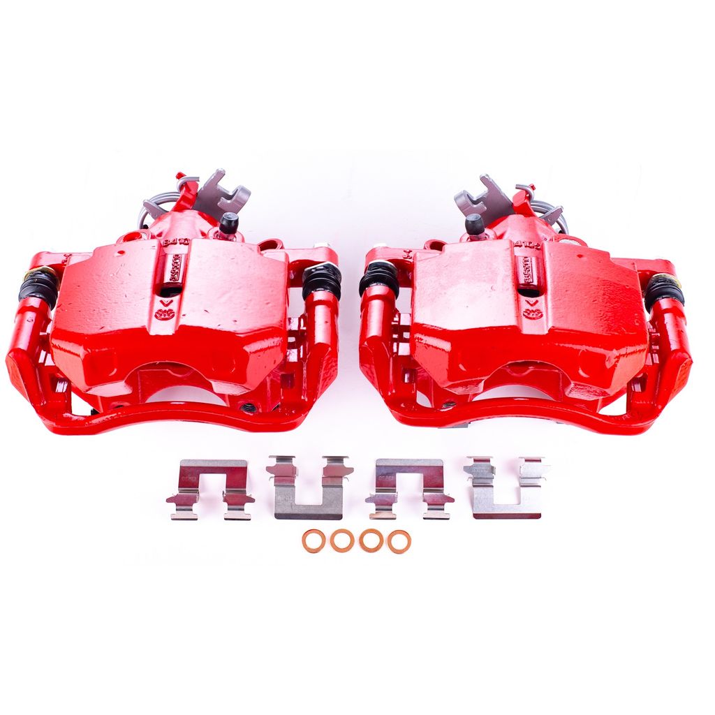 PowerStop S5014 - Disc Brake Caliper Set, Red, Powdercoated with Bracket