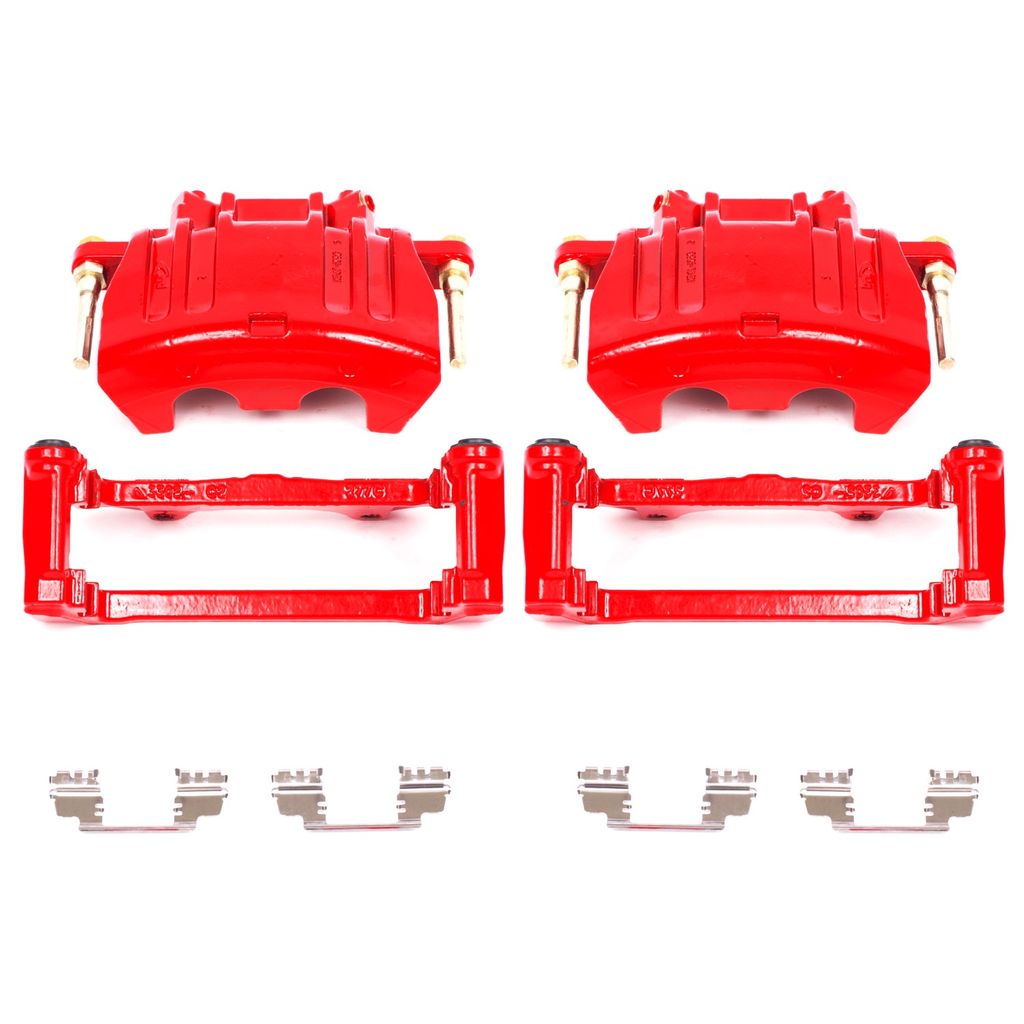 PowerStop S5016 - Disc Brake Caliper Set, Red, Powdercoated with Bracket