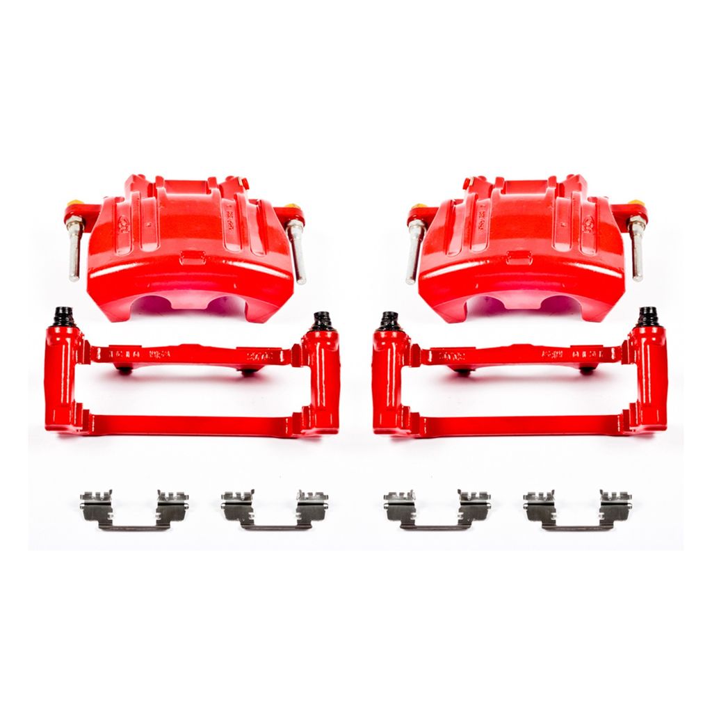 PowerStop S5016A - Disc Brake Caliper Set, Red, Powdercoated with Bracket