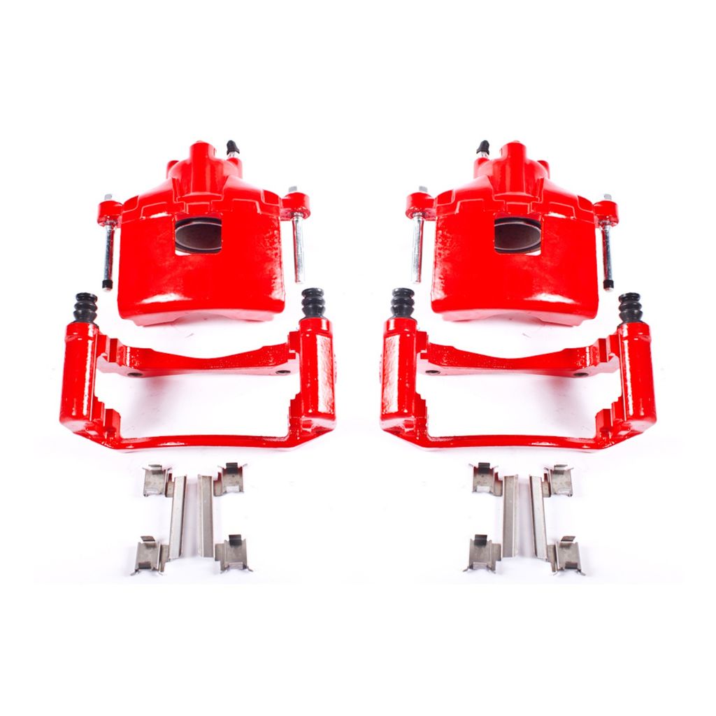 PowerStop S5034A - Disc Brake Caliper Set, Red, Powdercoated with Bracket