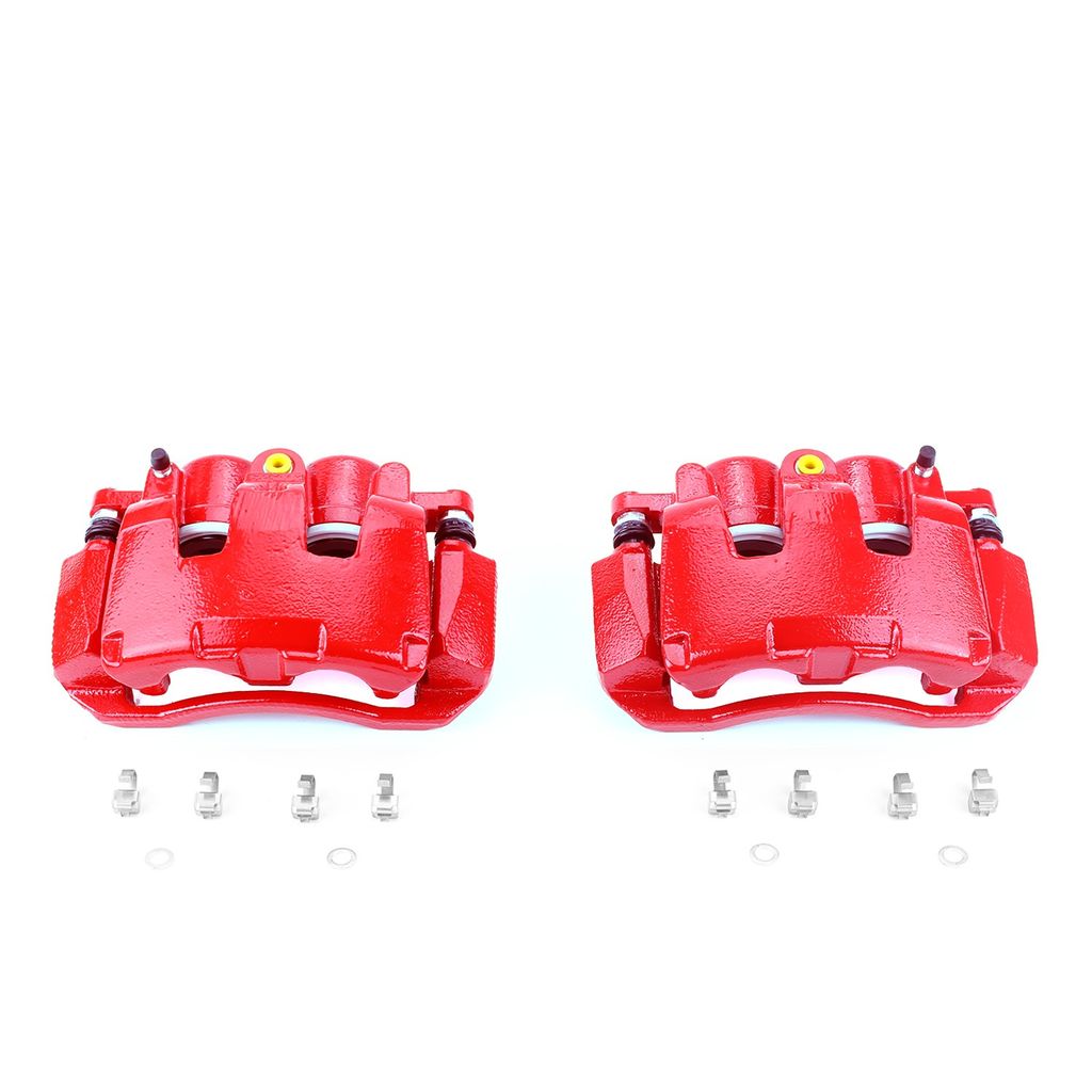 PowerStop S5054 - Disc Brake Caliper Set, Red, Powdercoated with Bracket