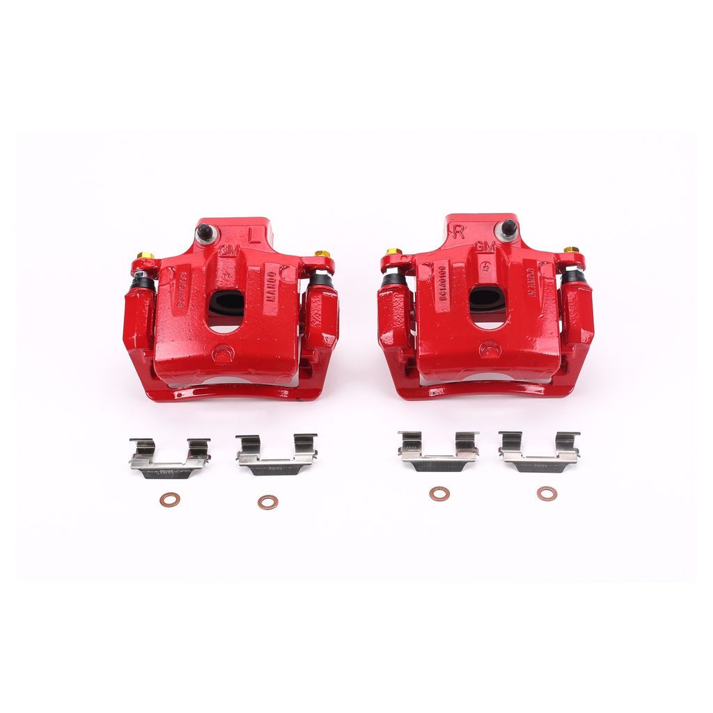 PowerStop S5058 - Disc Brake Caliper Set, Red, Powdercoated with Bracket