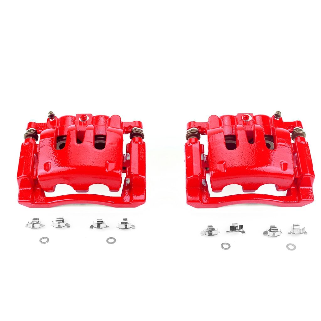 PowerStop S5076 - Disc Brake Caliper Set, Red, Powdercoated with Bracket