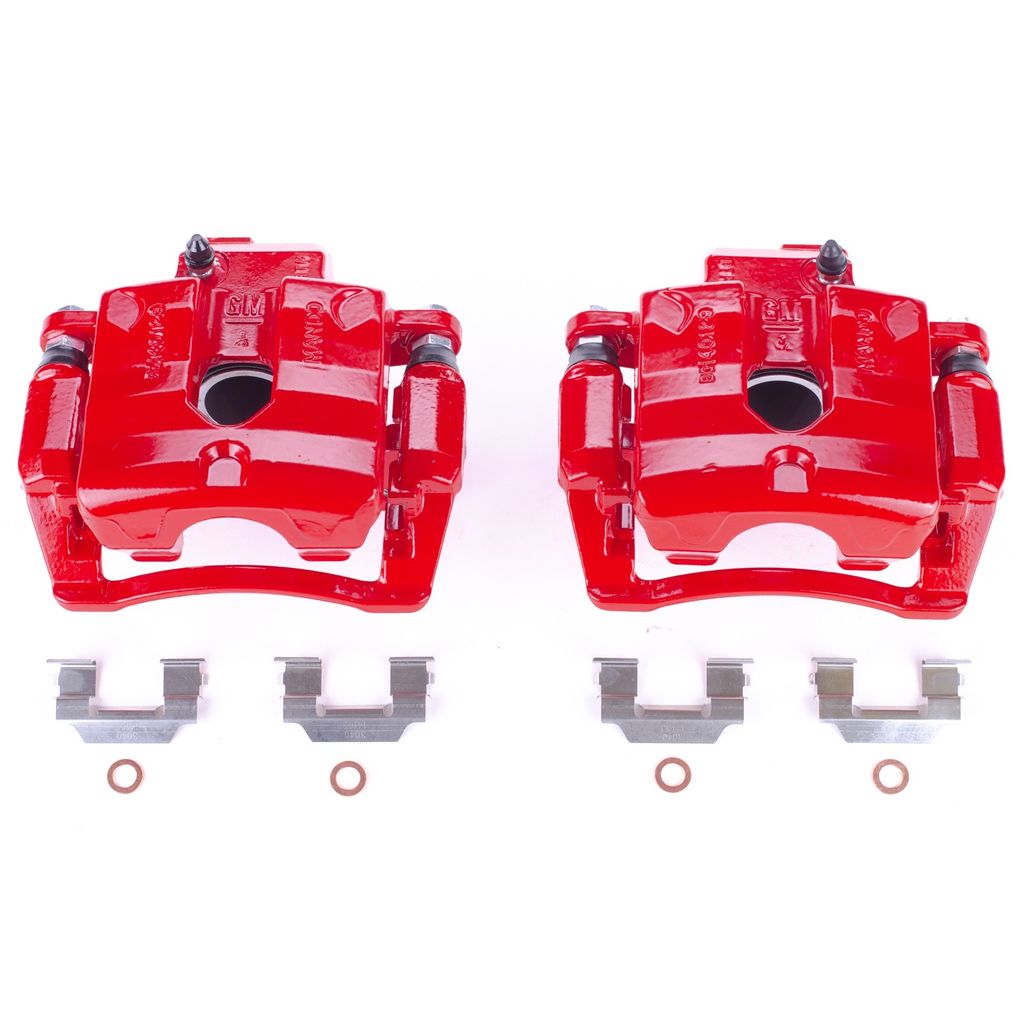 PowerStop S5094 - Disc Brake Caliper Set, Red, Powdercoated with Bracket