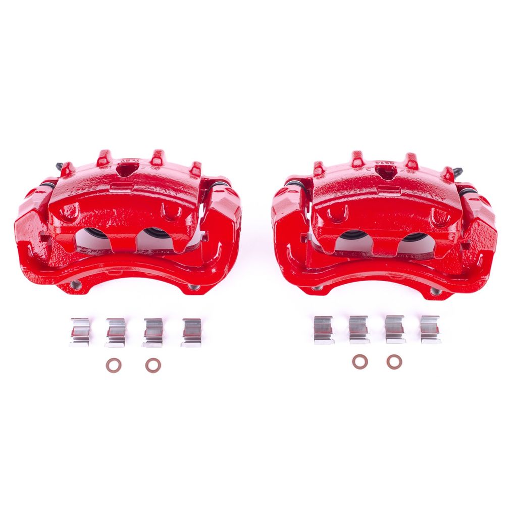 PowerStop S5116 - Disc Brake Caliper Set, Red, Powdercoated with Bracket