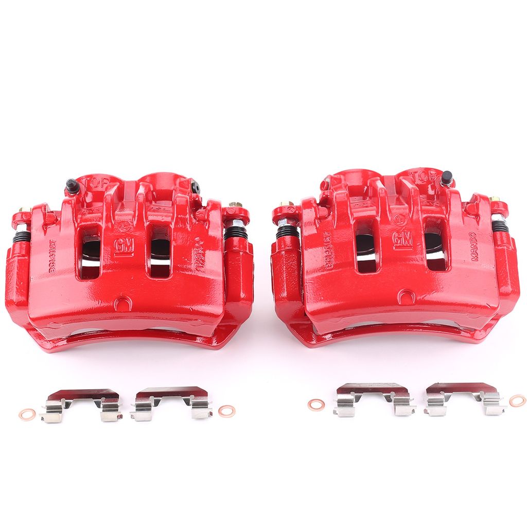 PowerStop S5168 - Disc Brake Caliper Set, Red, Powdercoated with Bracket