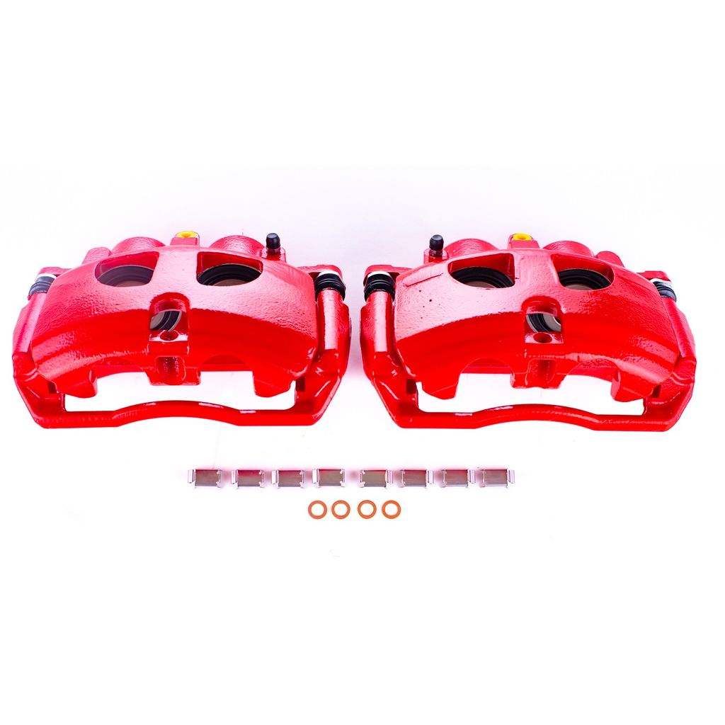 PowerStop S5210 - Disc Brake Caliper Set, Red, Powdercoated with Bracket